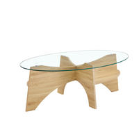 COUCHTISCH 104,9/60 cm mit Ablagefach, Sicherheitsglas und ovalem Design, Transparent/Holzfarben - Transparent, Glas (104.9/60/45cm) - Modfu