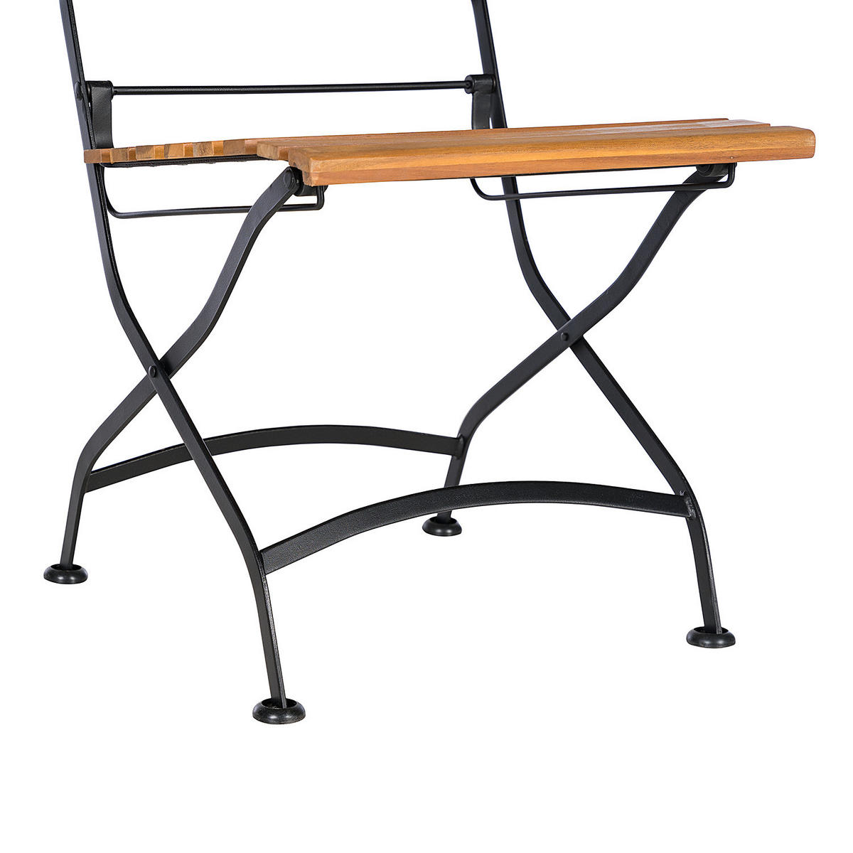 GARTENSTUHL - Akazie massiv / Stahl - Akazie / Schwarz - 2er-Set - Schwarz/Akaziefarben, Holz/Metall (43/89/52cm) - home24