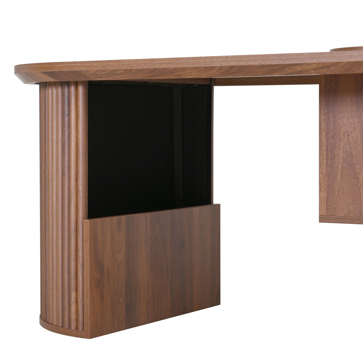 COUCHTISCH 105/50/46,5 cm in Nussbaum mit Ablagefächern und ovaler Form - Nussbaumfarben, Holzwerkstoff (105/50/46.5cm) - Flora Grace