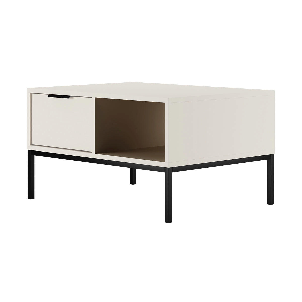 COUCHTISCH Seattle Weiß und Schwarz - Weiß, Holzwerkstoff (60/80/45.4cm) - Petits-meubles