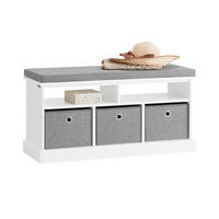 SCHUHBANK Grau - Weiß, Holzwerkstoff (96/50/35cm) - SoBuy