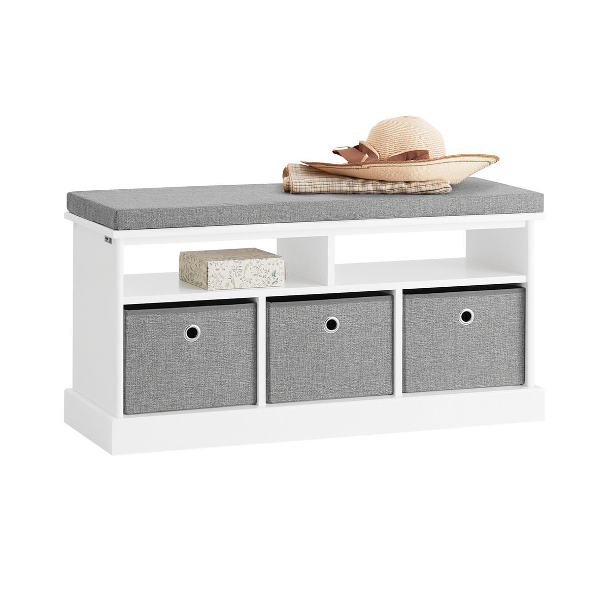 SCHUHBANK Grau - Weiß, Holzwerkstoff (96/50/35cm) - SoBuy