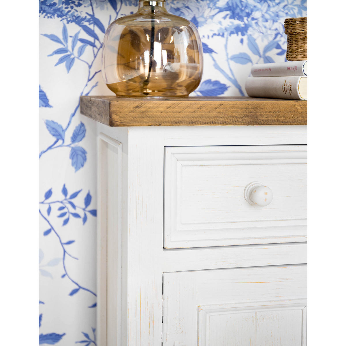 NACHTKOMMODE - Kiefer massiv - Weiß, Holz (45/65/35cm) - home24