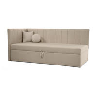 SCHLAFSOFA Rafi, Eckbett mit Bettkasten, 90x200 cm, Dunkelbeige - Ecru, Textil (209/94/102cm) - Beautysofa