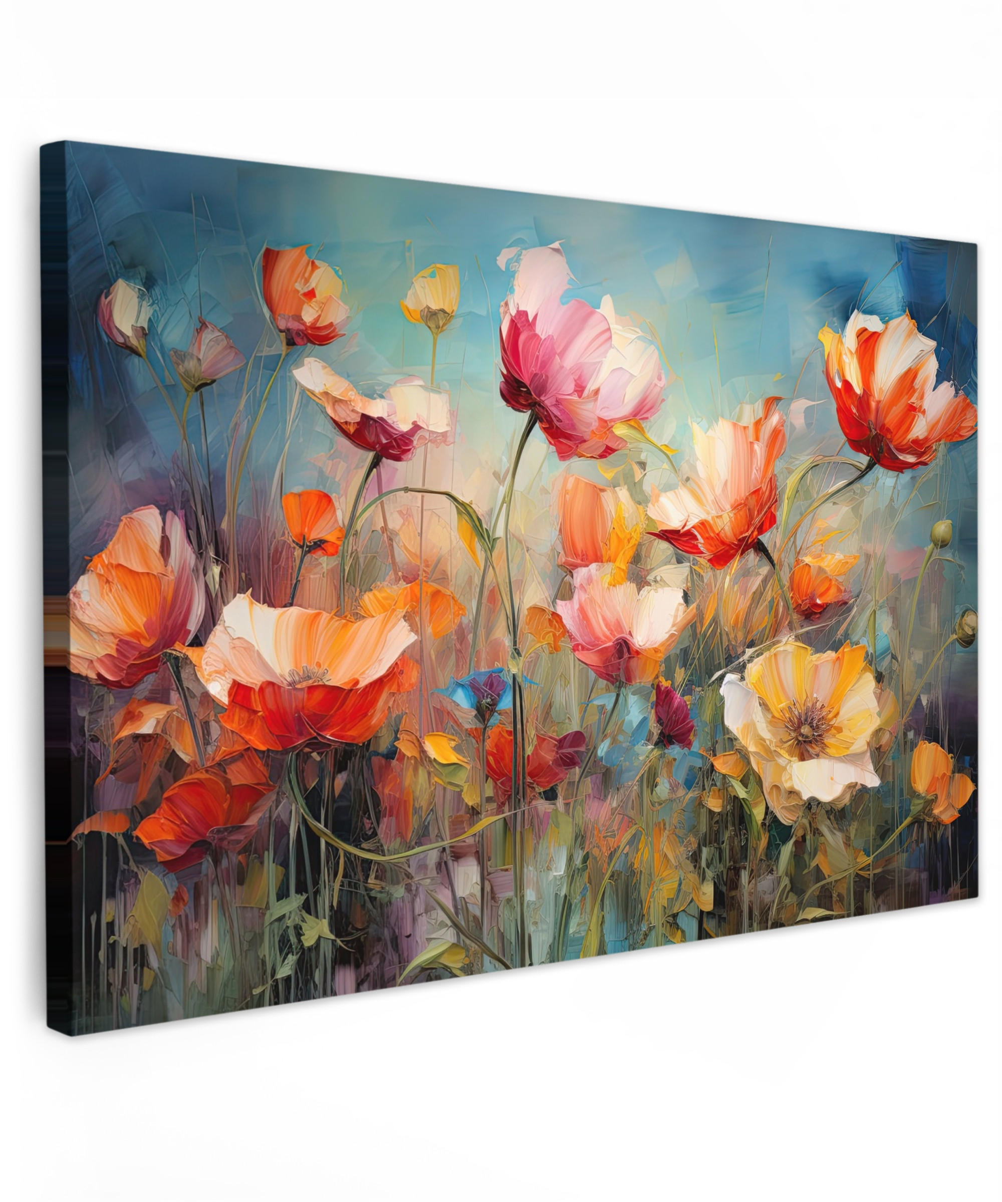 LEINWANDBILD Blumen - Aquarell - Kunst - Botanisch - Natur 150x100 cm - Orange, Textil (150/100cm) - MuchoWow