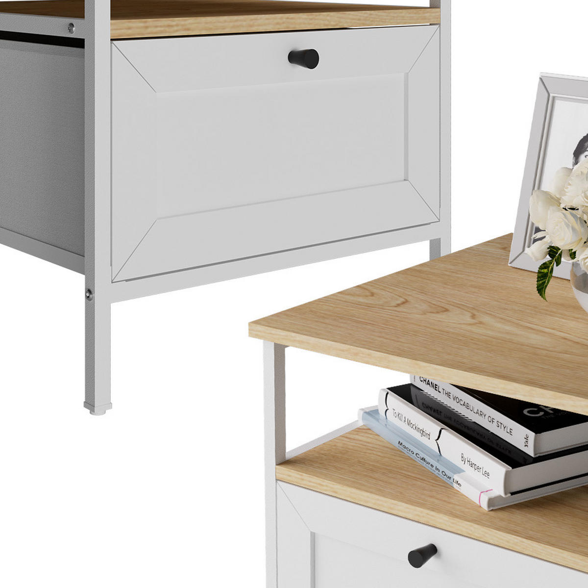 NACHTTISCH Lunis Weiß 45 x 47 cm 2er Set - Weiß, Holzwerkstoff (45/47/45cm) - Vicco