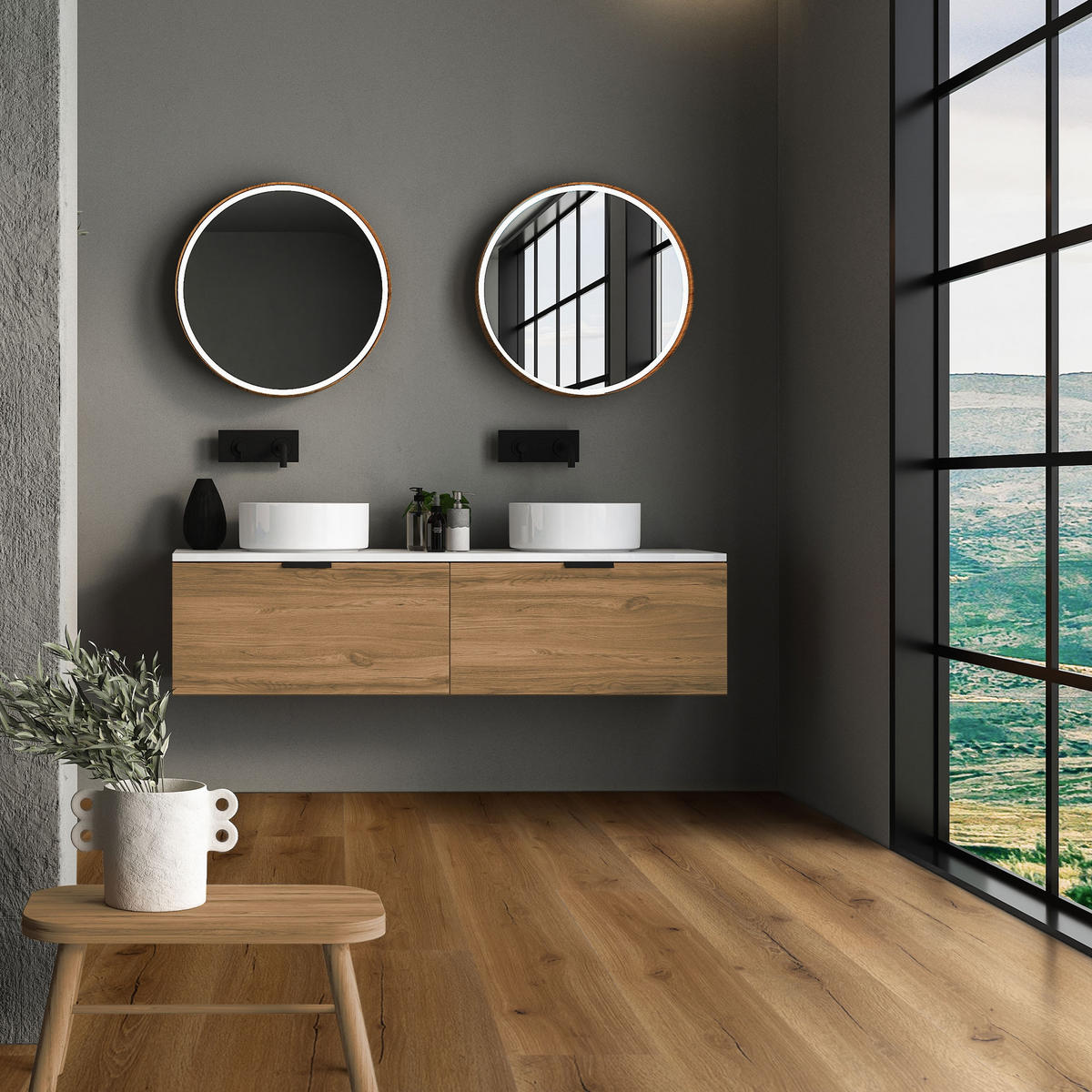 VINYLOVÁ PODLAHA s klikovým systémem 1,54 m²/7 lamel, PVC podlahová krytina, dub rustikální, vzhled dřeva - divoký dub, plast/umělá hmota (122/18/0.42cm) - ML-DESIGN