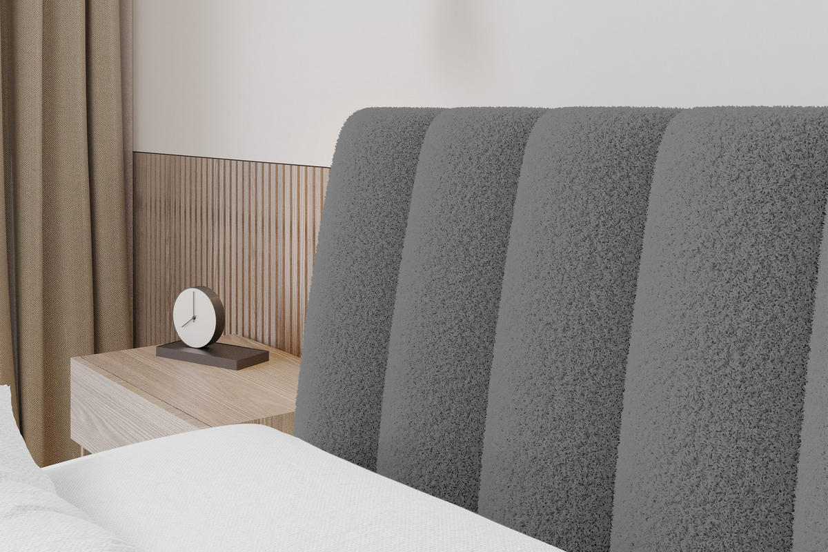 POLSTERBETT mit Bettkasten und Lattenrost, Boxbett ohne Matratze - ILAN 180x200 Grau - Schieferfarben, Holzwerkstoff/Textil (180/200cm) - ALTDECOR