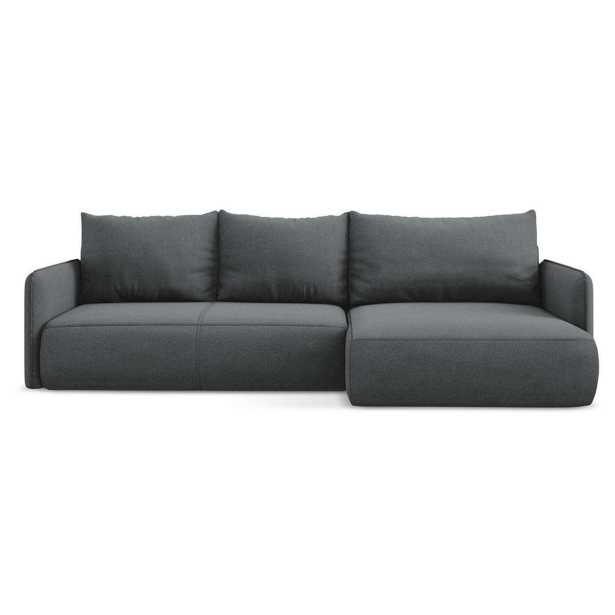 ECKSOFA mit Schlaffunktion Strukturstoff Stoff Grau - Schwarz/Grau, Kunststoff/Textil (240/148cm) - LaMiaSofa