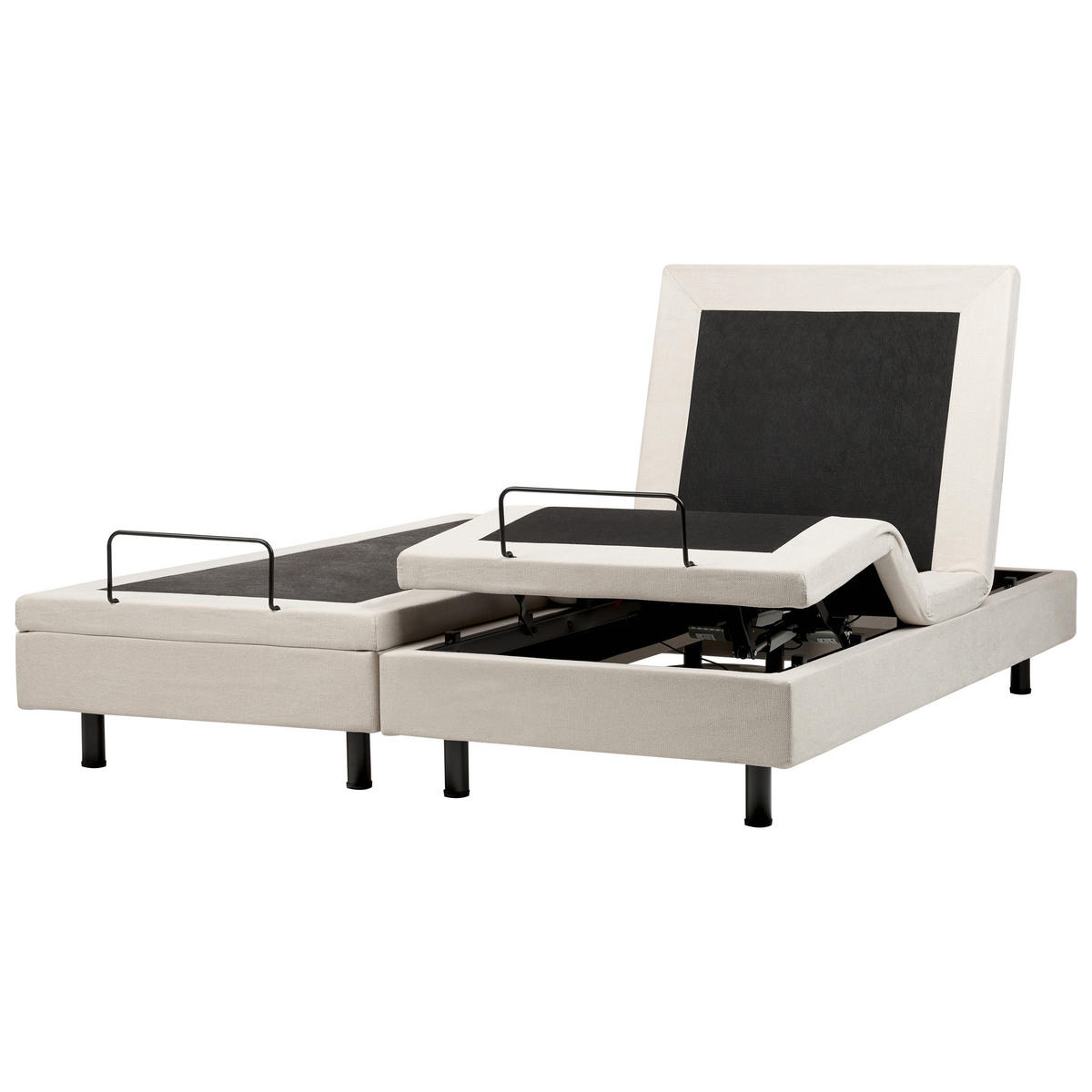 POLSTERBETT Verstellbar 180/200 cm Hellbeige Duke II - Beige/Schwarz, Textil (180/200cm) - Beliani