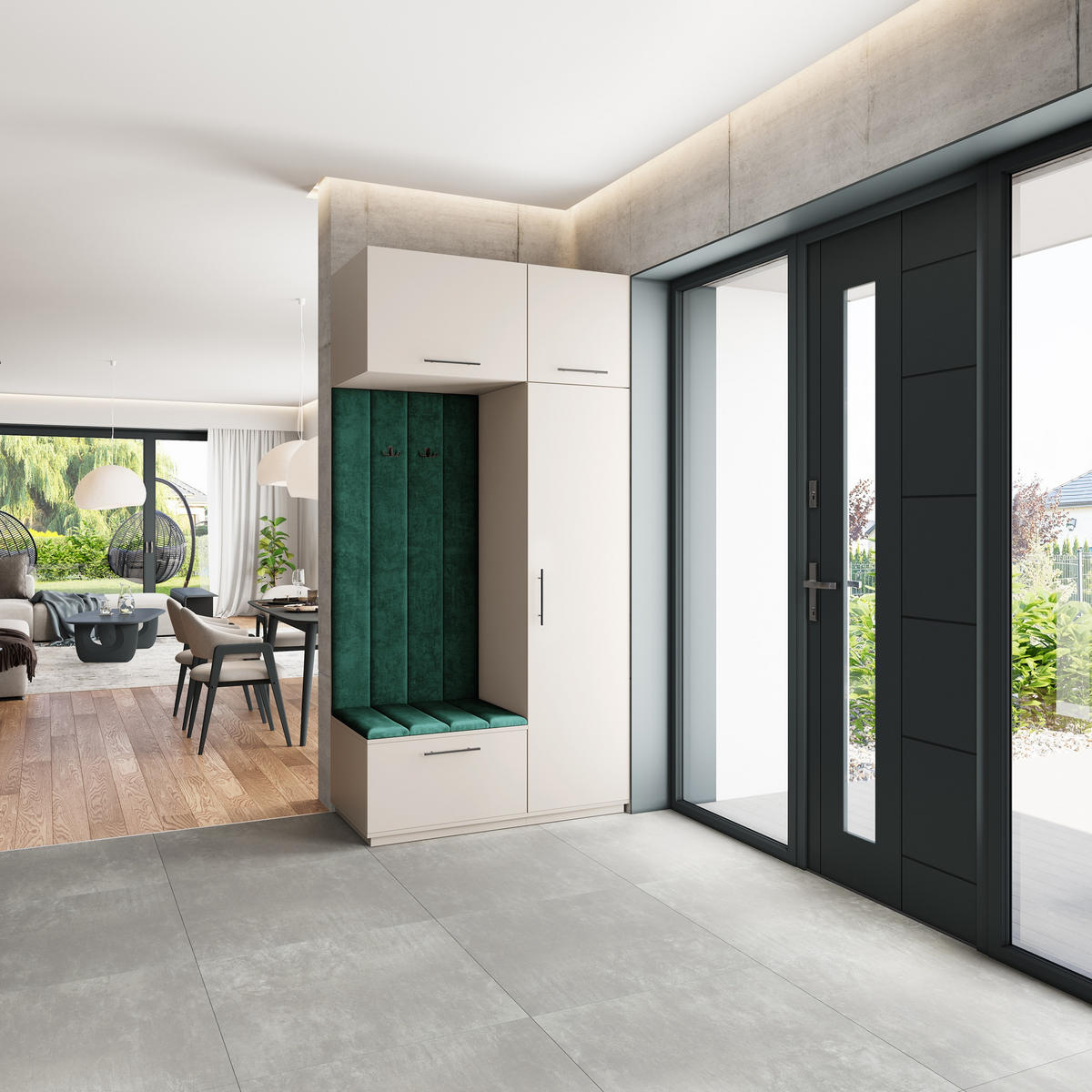 GARDEROBENSCHRANK REMA 120/240/60 cm Modern Garderobe-Set Kaschmir - Kaschmir/Grün, Holzwerkstoff (120/240/60cm) - MASSENO