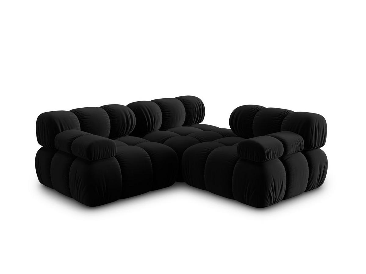 MODULARES-SOFA Bellis aus Samt schwarz 3 Sitzplätze - Schwarz, Textil (94/63/282cm) - Micadoni