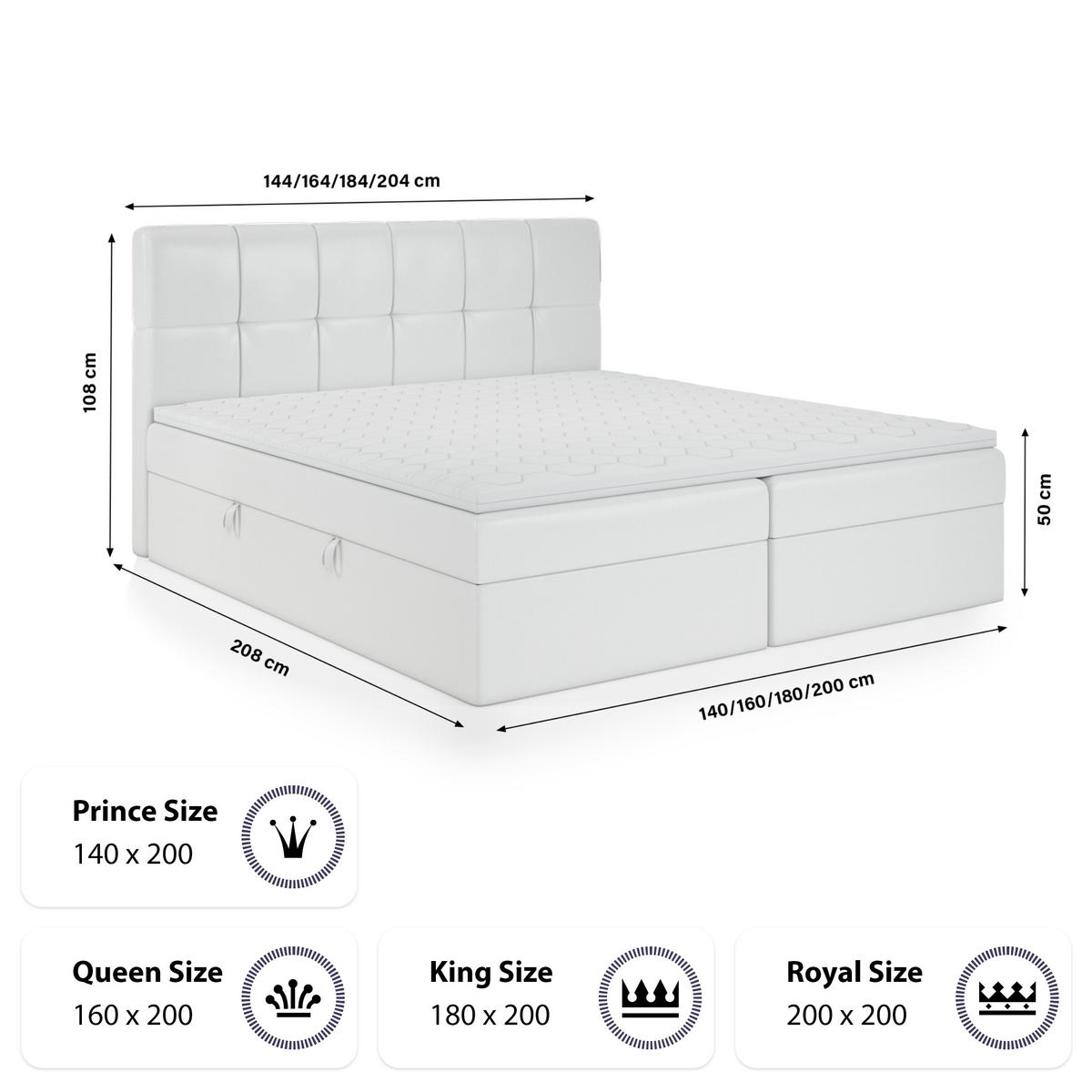 BOXBETT Mokpo 160x200 cm, Weiss - Weiß, Textil (160/200cm) - Fedve