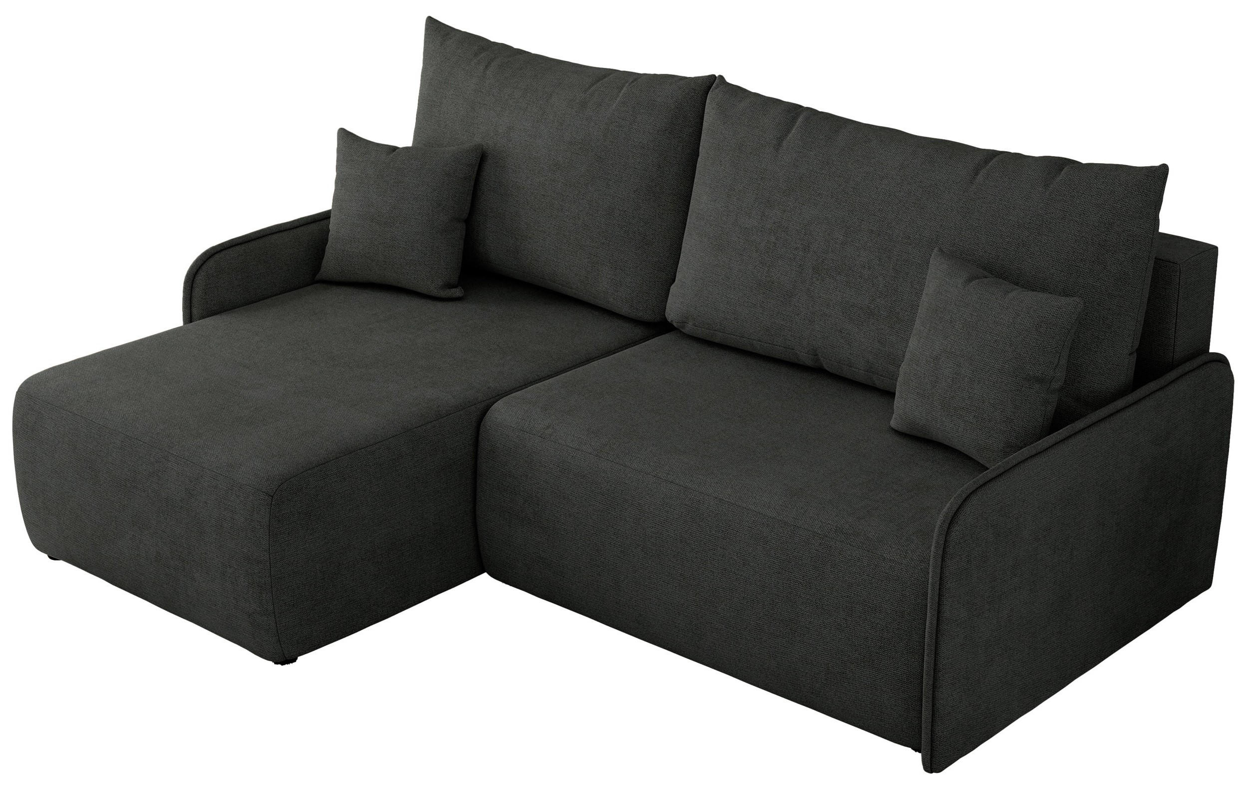 ECKSCHLAFSOFA ARPA L Dunkelgrau Struktur - links - Dunkelgrau/Schwarz, Kunststoff/Textil (198/150cm) - MKS