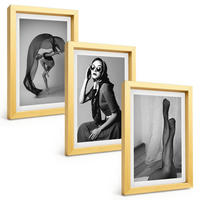 BILDER SET 3er Set - 20x30 cm Goldrahmen - Schwarz-Weiß-Porträts von Frauen - Goldfarben, Kunststoff (20/30cm) - TULUP