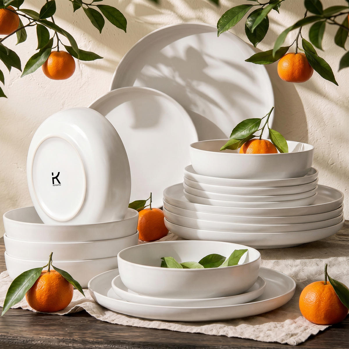 TAFELSERVICE VICTO 6 Personen 18-tlg Weiß matt - Weiß, Keramik (27/2/27cm) - KONSIMO®