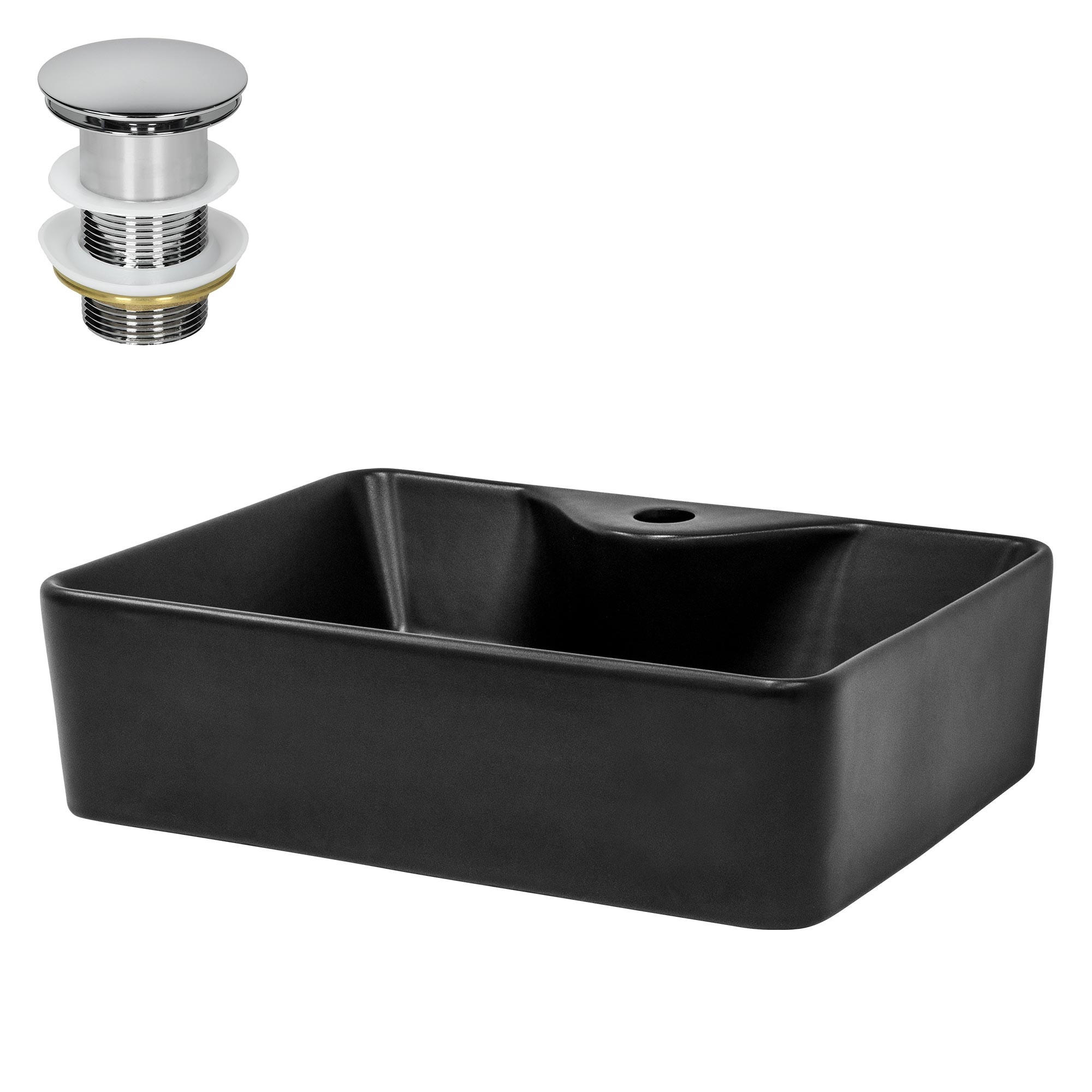 WASCHBECKEN - Schwarz, Keramik (36.5/14/49cm) - ML-DESIGN