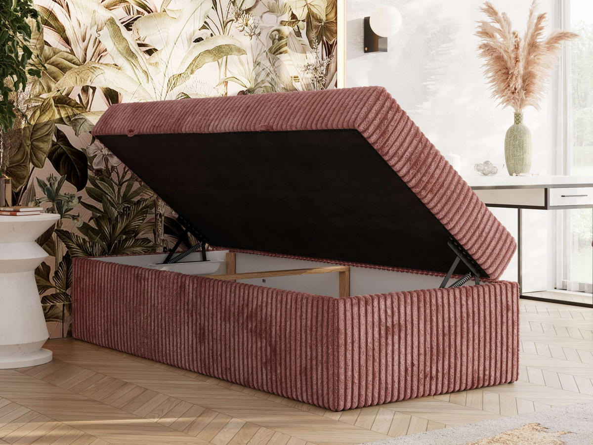 BOXBETT ZERO 90/200 - Rosa Cord - H4 - Topper Visco - Rosa, Textil (90/200cm) - MKS