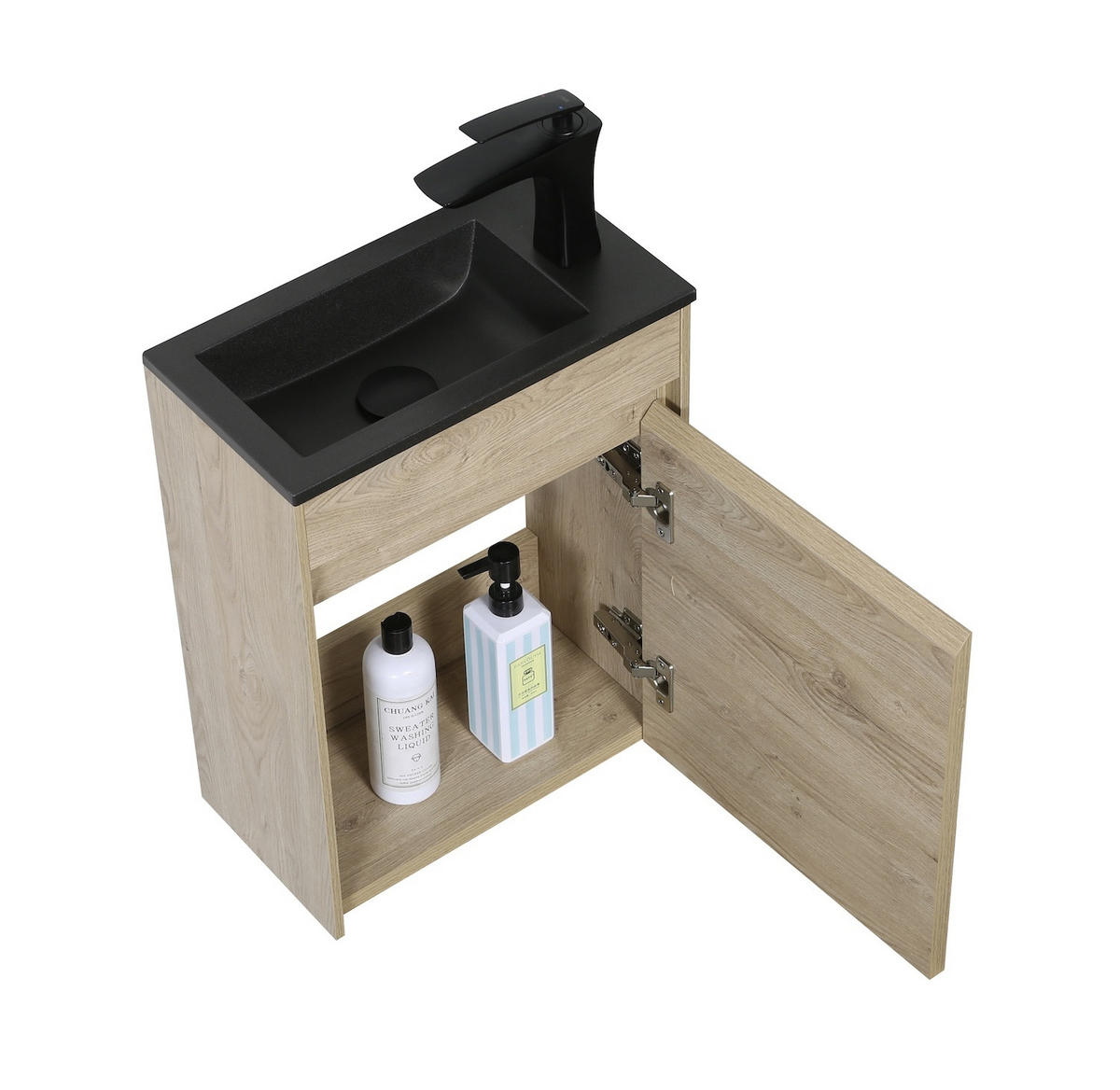 SET UMÝVADLA S SKRINKOU Sinta 2 diely gaštanový dub / Schwarzes Waschbecken - 40 x 22 x 54 cm - farba duba, drevo (40/54/22cm) - Badplaats