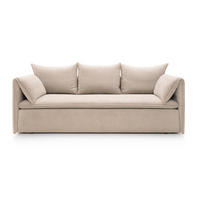 BETTSOFA PREGIO Beige Velours-Stoff mit Schlaffunktion - Beige, Textil (105/89/218cm) - MASSENO