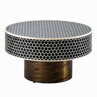 COUCHTISCH HARMONY NATURE Eisen rund Schwarz|Weiß 60cm - Schwarz/Weiß, Kunststoff/Metall (60/60/35cm) - riess-ambiente