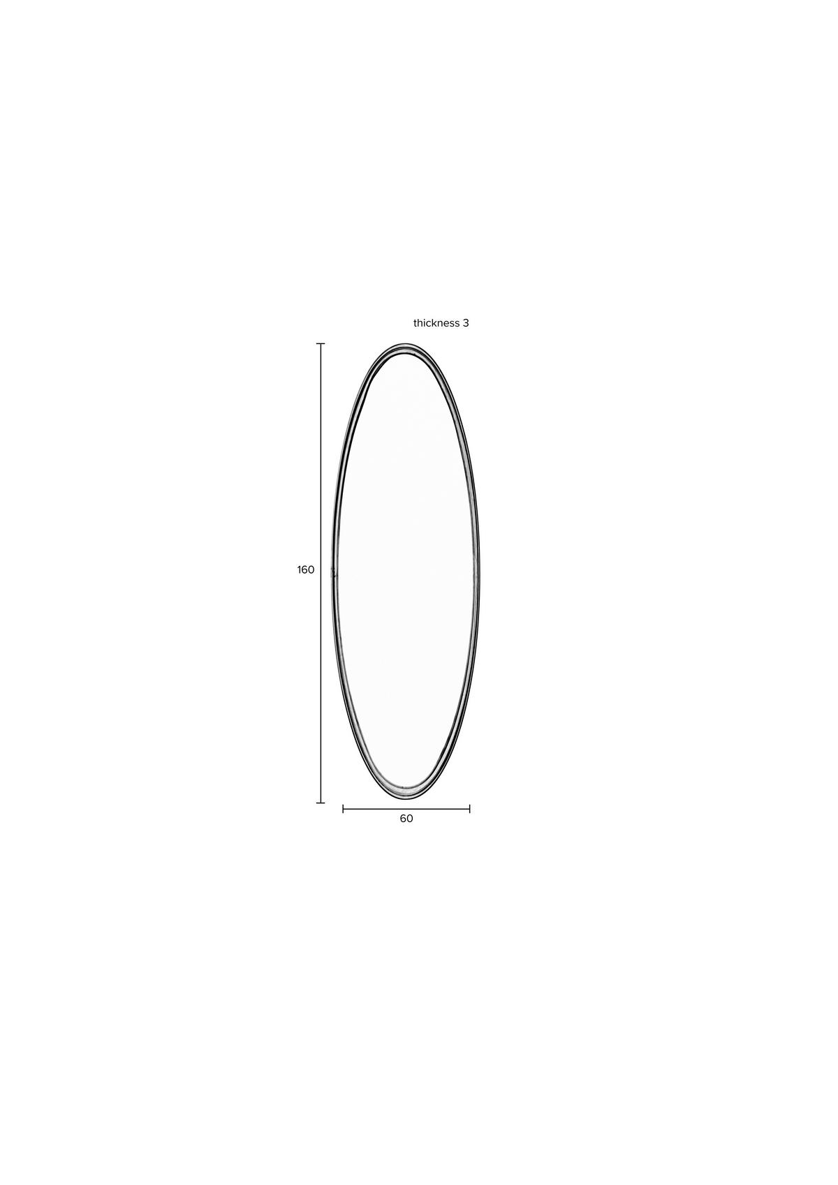 SPIEGEL Matz - Schwarz - 60/160/3 cm - Schwarz, Metall (160/3/60cm)