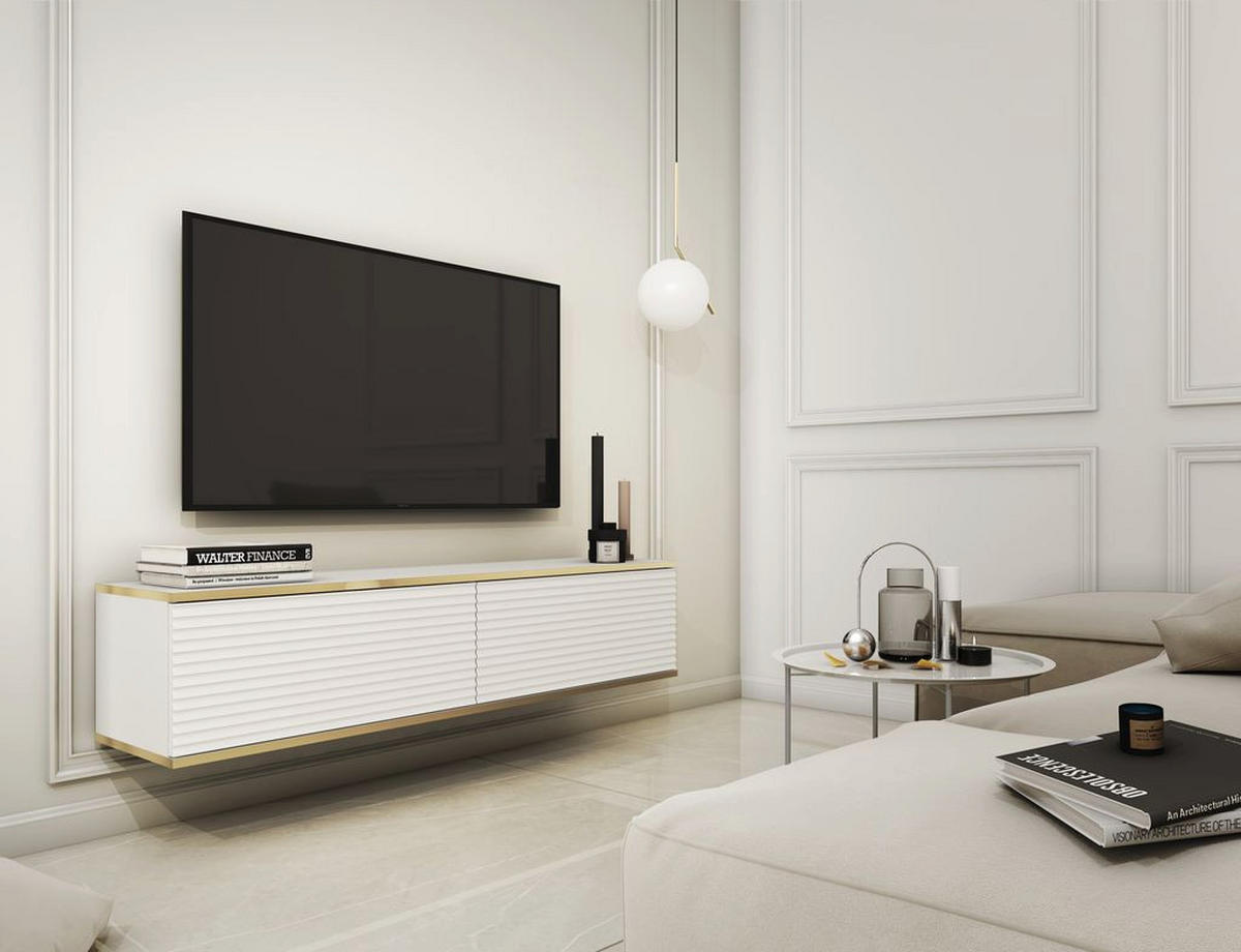 LOWBOARD – 135 cm – Oro Mdf – Ohne Füße (wandhängend) – TV-GEN0317 - Weiß, Holzwerkstoff (135/30/32cm) - hi-markt