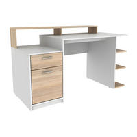 SCHREIBTISCH mit Stauraum - Weiß & Eichefarben - ZACHARIE - Naturfarben, Holz (60/138/82.5cm) - Vente-Unique