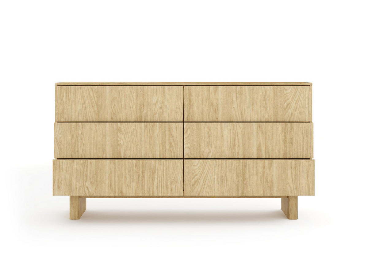 KOMMODE VIRONE (Geölte Eiche, 6 Schubladen, Vollauszug, Push-to-Open) - Eichefarben, Holz/Holzwerkstoff (153/83/38cm) - Ravio