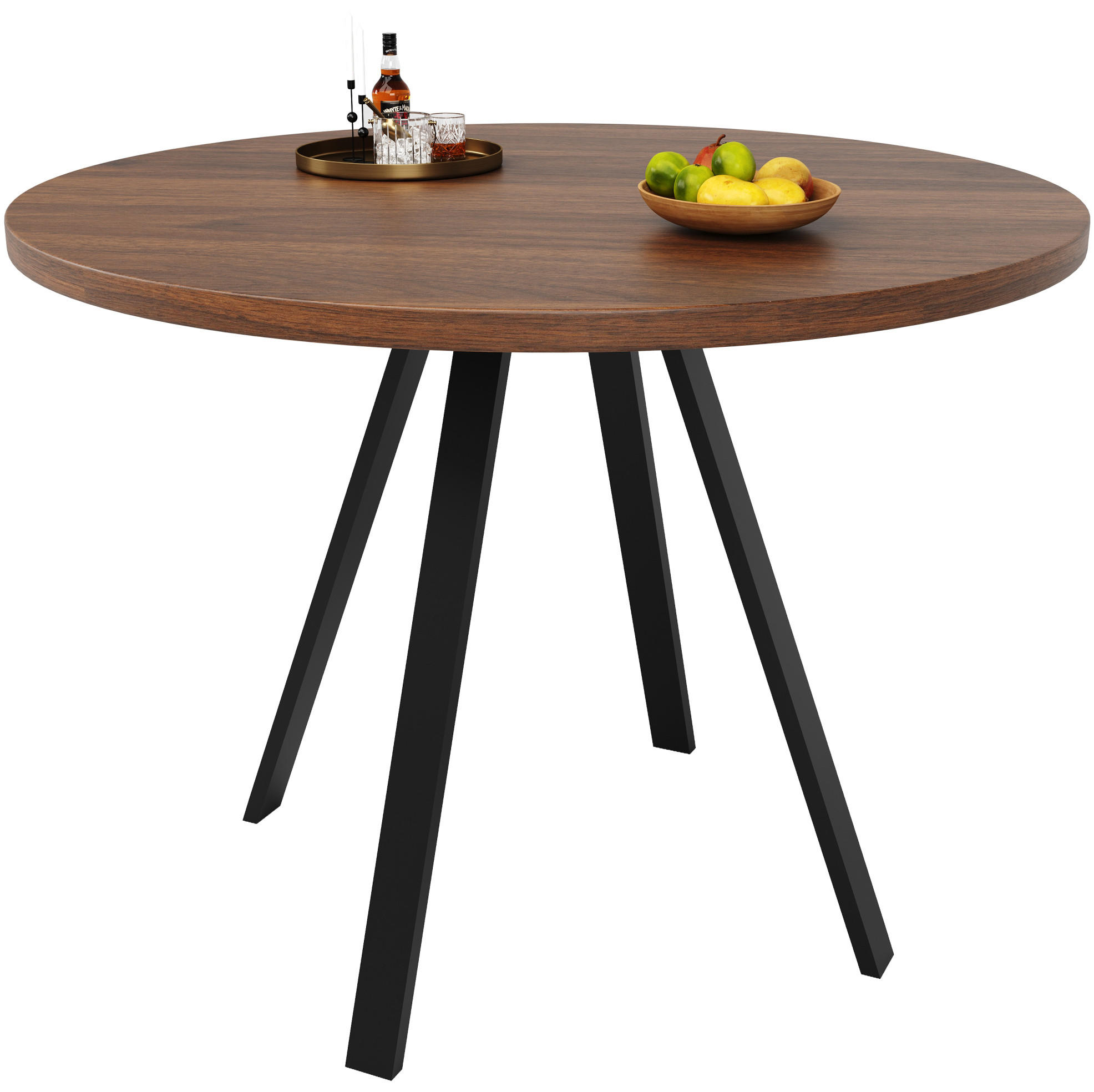ESSTISCH 80/80/75 cm in Walnussfarben mit runder MDF-Tischplatte - Walnussfarben, Holzwerkstoff (80/80/75cm) - Flora Grace