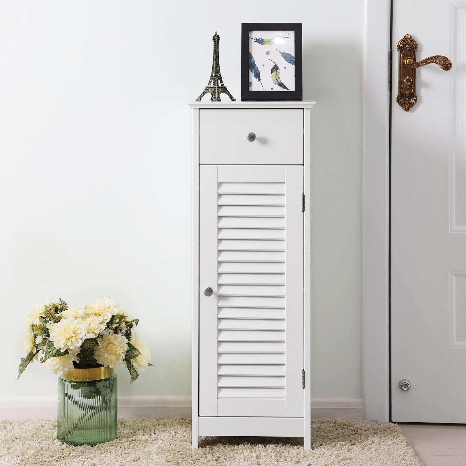 BADEZIMMERSCHRANK BEISTELLSCHRANK - Weiß, Holzwerkstoff (87/30/32cm) - Hansiro