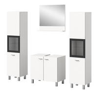 BADMÖBEL-SET weiß 4-teilig 140 cm, Kombination hängend oder stehend - Weiß, Glas/Holzwerkstoff (137/186/33cm) - Inn.Furn