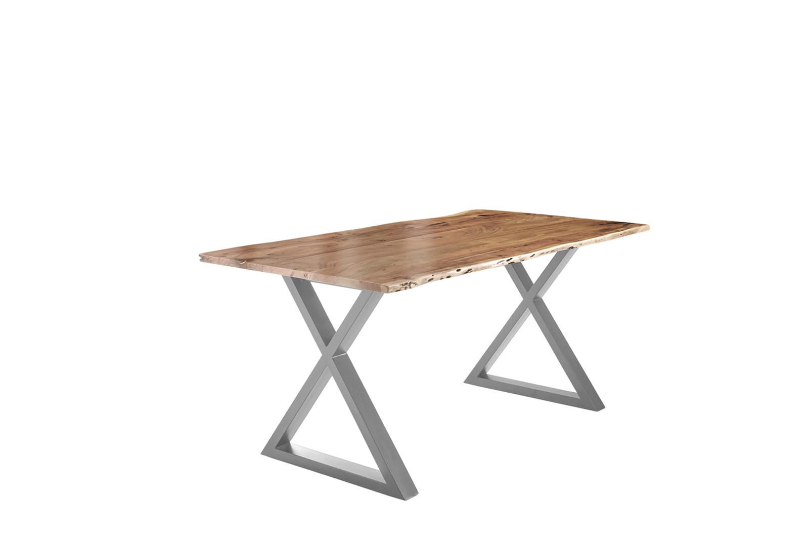 ESSTISCH LUBIN - Beige/Silberfarben, Holz/Metall (85/160/77cm) - SAM
