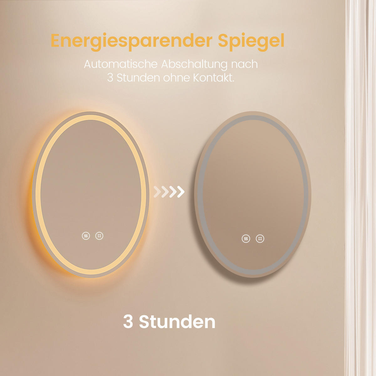 BADSPIEGEL mit LED-Beleuchtung Oval 70/50/3 cm - Transparent, Glas (50/70/3cm) - EMKE