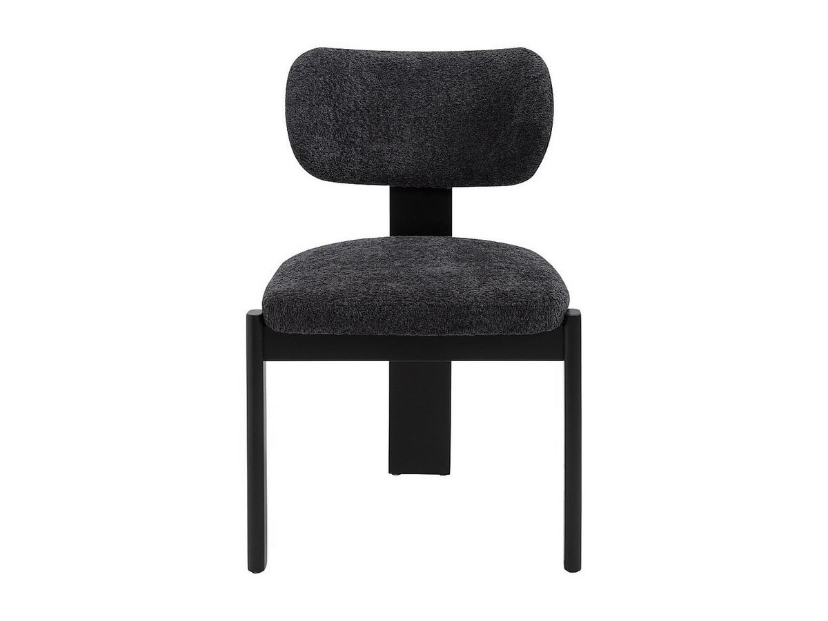 STUHL 6er-Set - Bouclé-Stoff & Kautschukholz - Schwarz - WILANA - Schwarz, Textil (60/85/56cm) - Vente-Unique