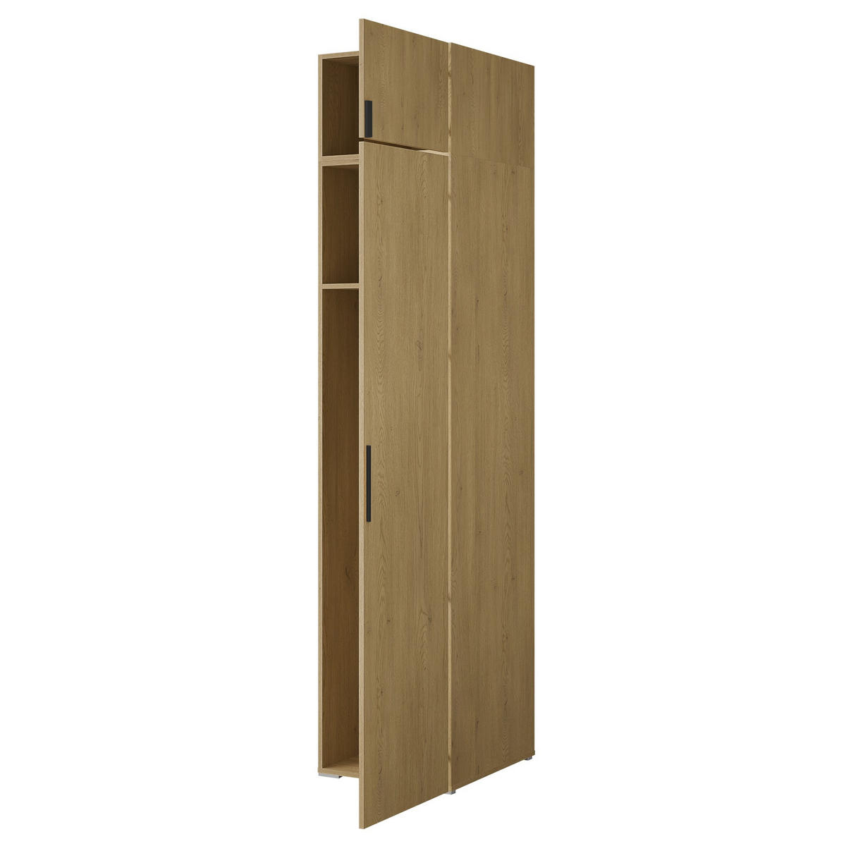 DREHTÜRENSCHRANK mit Aufsatz Napoli 1D 50 Eiche Cremona (schwarzer oder goldener Griff) - Eichefarben/Silberfarben, Holzwerkstoff/Kunststoff (50/35/60cm) - mzm24