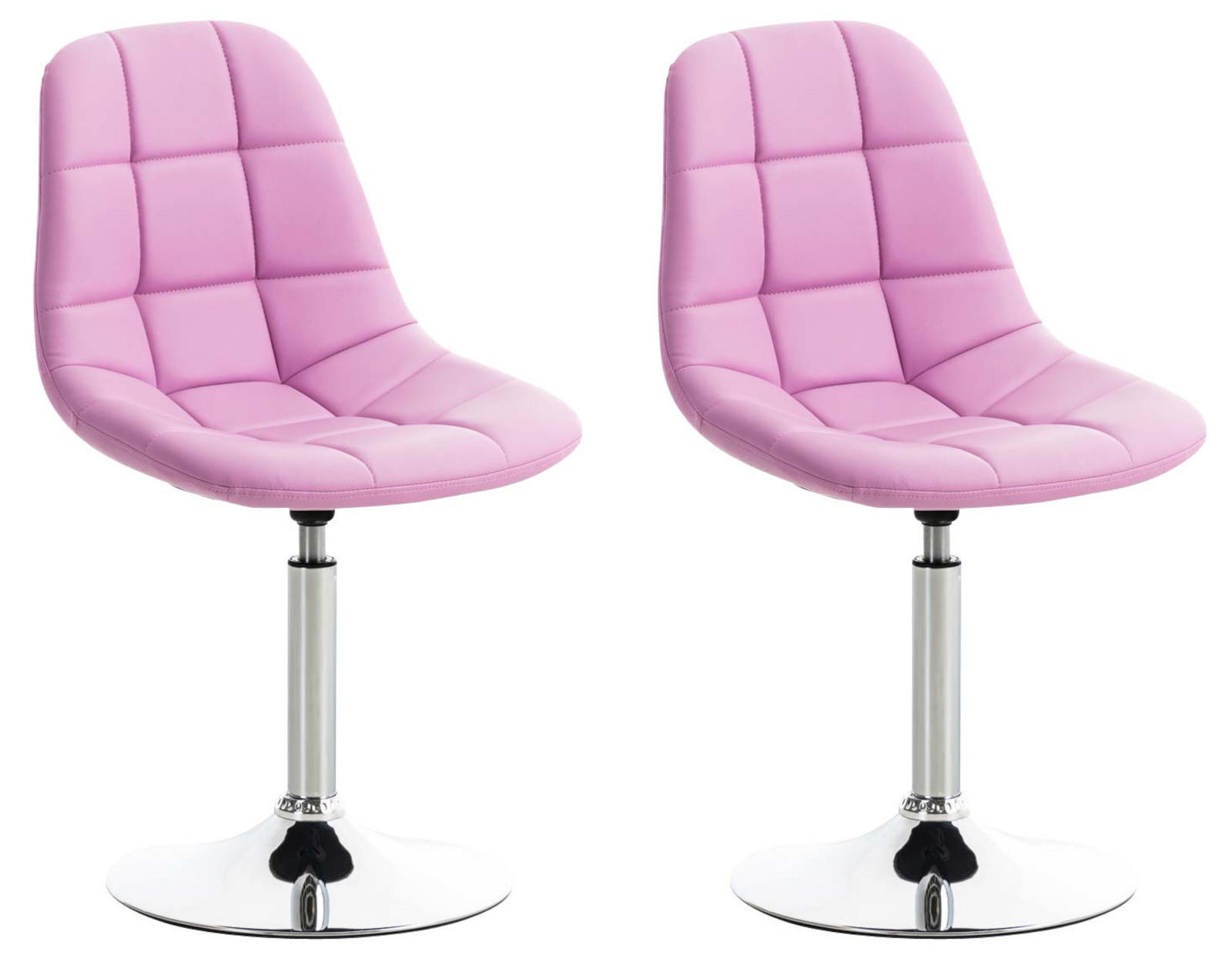 STUHL 2er Set Lederlook pink - Chromfarben/Pink, Textil/Metall (48/84/52cm) - CLP