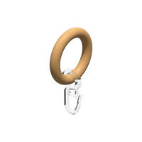 RUNDRINGE MIT FALTENHAKEN FÜR GARDINENSTANGEN 16 mm Ø, Buche, Packung 10 Stück - Buchefarben, Holz (16cm) - INTERDECO