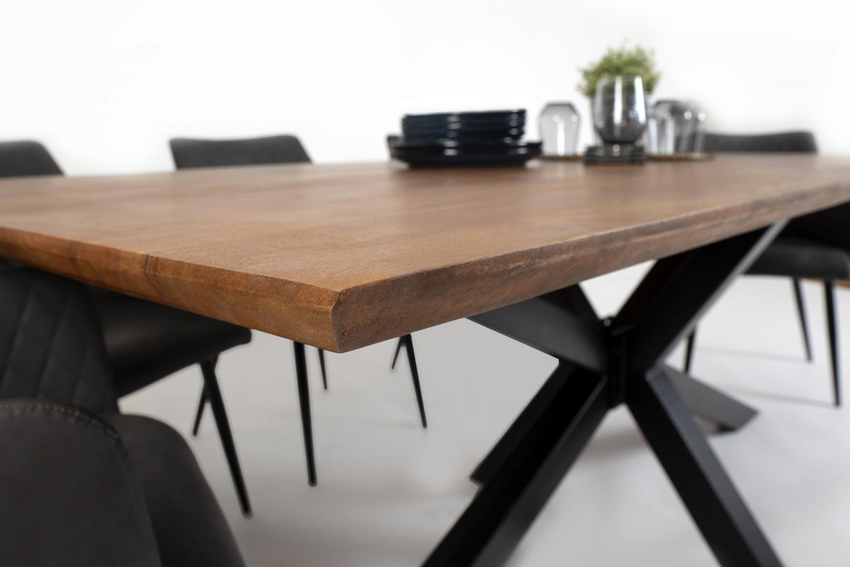 ESSTISCH ABBY - Schwarz/Braun, Holz/Metall (100/240/77cm) - SAM