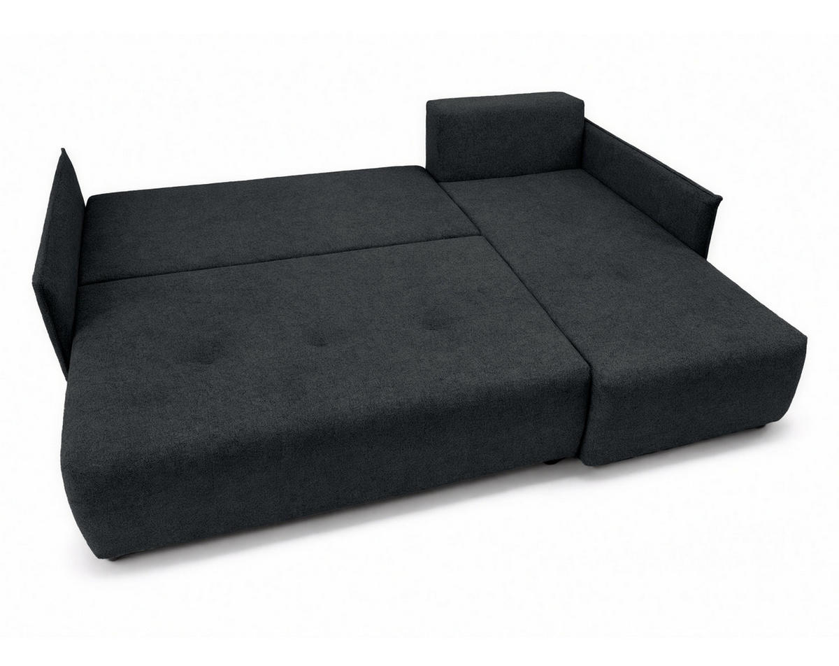 ECKSOFA L Form Damascus Schwarz 212/143/88 cm Rechts mit Schlaffunktion - Schwarz, Kunststoff/Textil (212/143cm) - AX Living