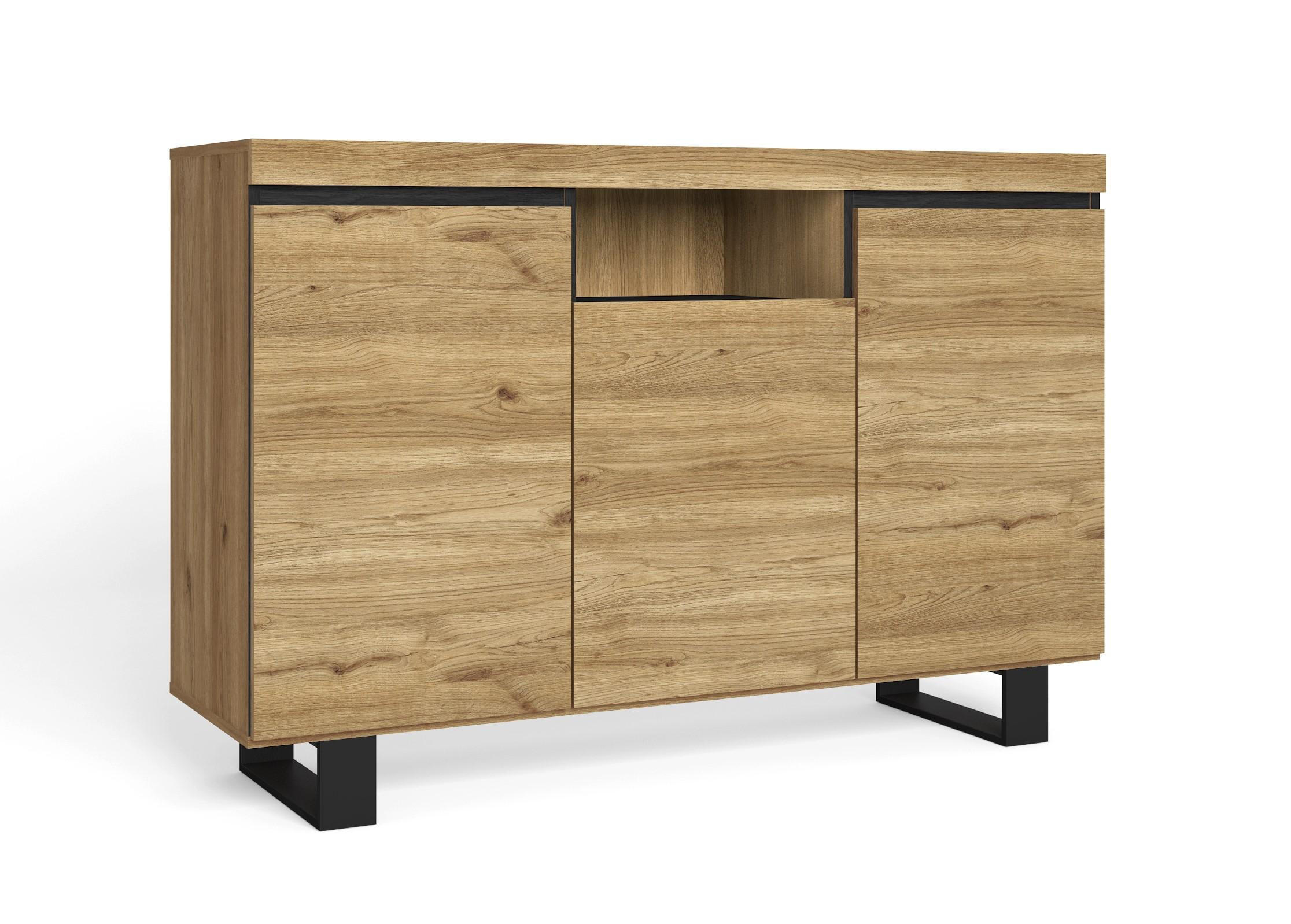 SIDEBOARD eiche/schwarz, 140/40/92cm - Beige/Multicolor, Holzwerkstoff (140/92/40cm) - Skraut Home