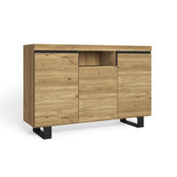 SIDEBOARD eiche/schwarz, 140/40/92cm - Beige/Multicolor, Holzwerkstoff (140/92/40cm) - Skraut Home