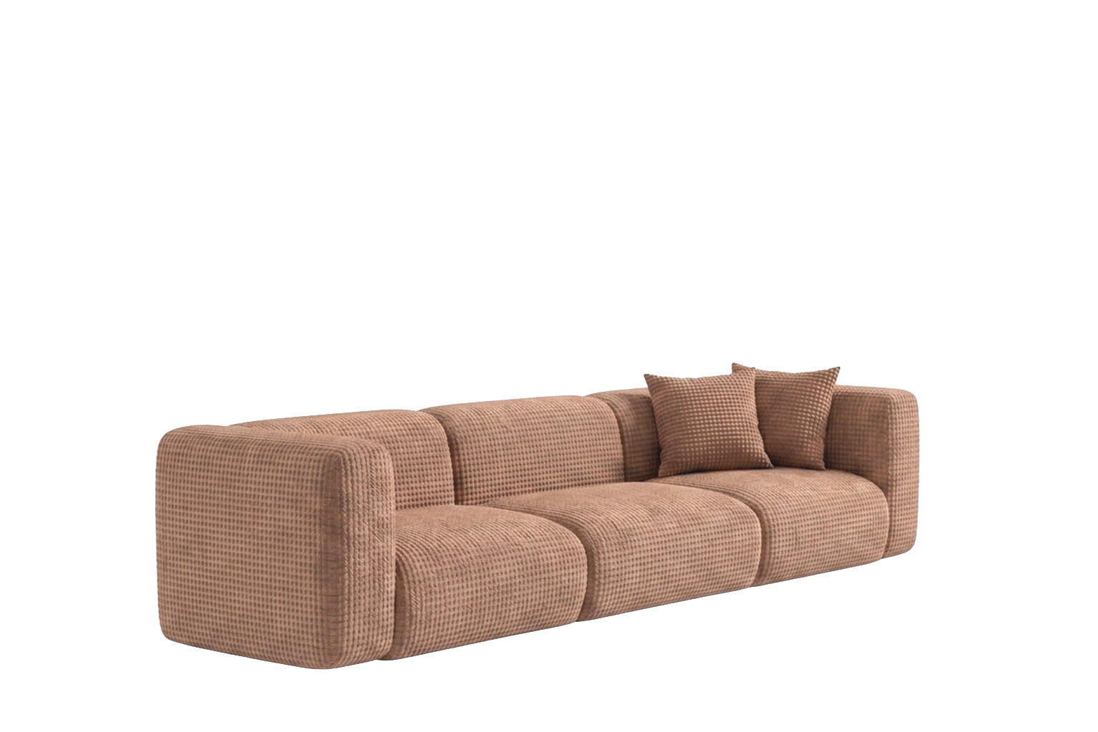 SOFA 3-Sitzer, Chenille-Stoff Cremona, Hellbraun, GRETA - Hellbraun, Holz (319/70/89cm) - Kaiser Möbel