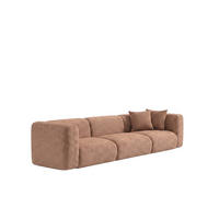 SOFA 3-Sitzer, Chenille-Stoff Cremona, Hellbraun, GRETA - Hellbraun, Holz (319/70/89cm) - Kaiser Möbel