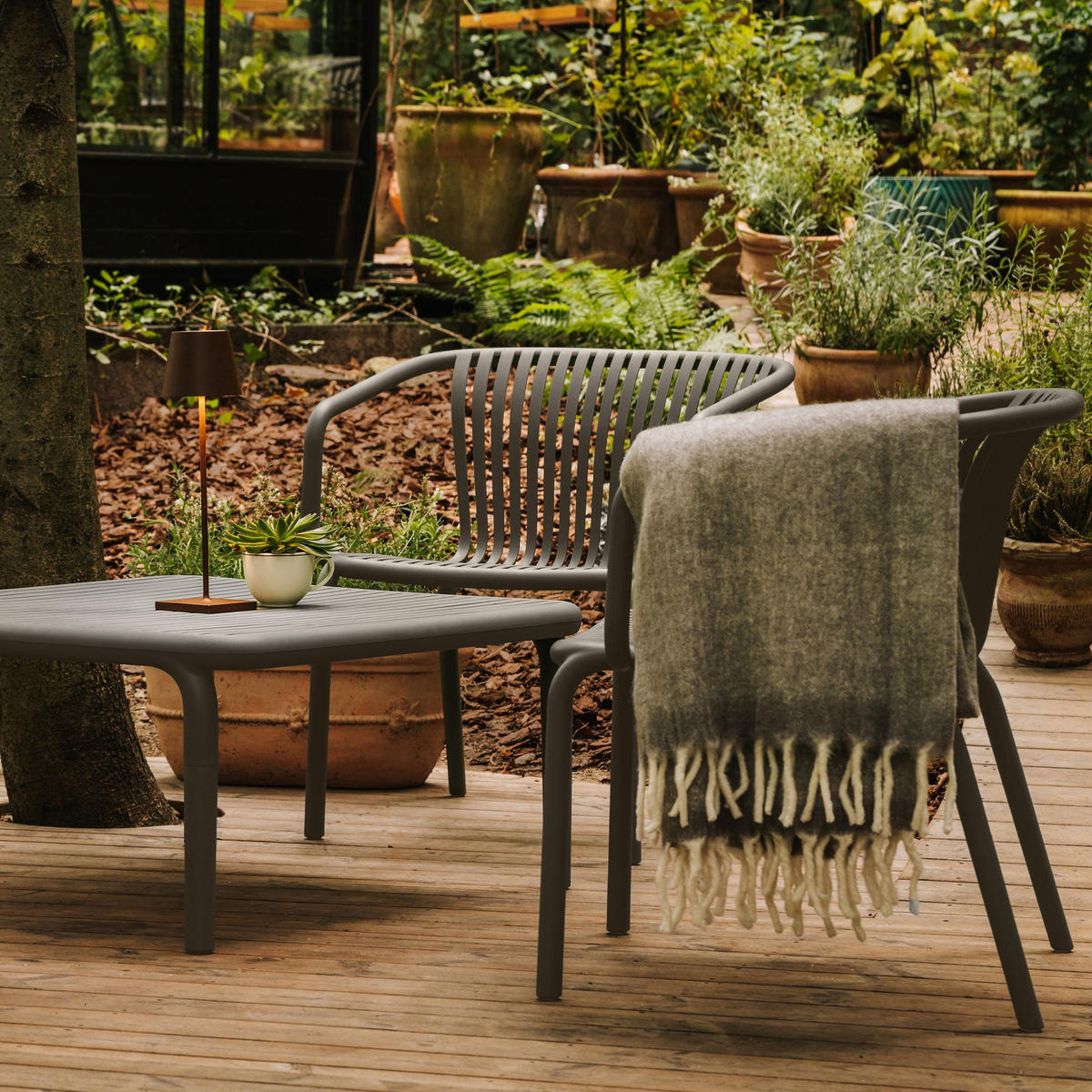 GARTEN ESSGRUPPE FICCARI, Gartenmöbel-Set 5-tlg, Grau - Grau, Kunststoff - KONSIMO®