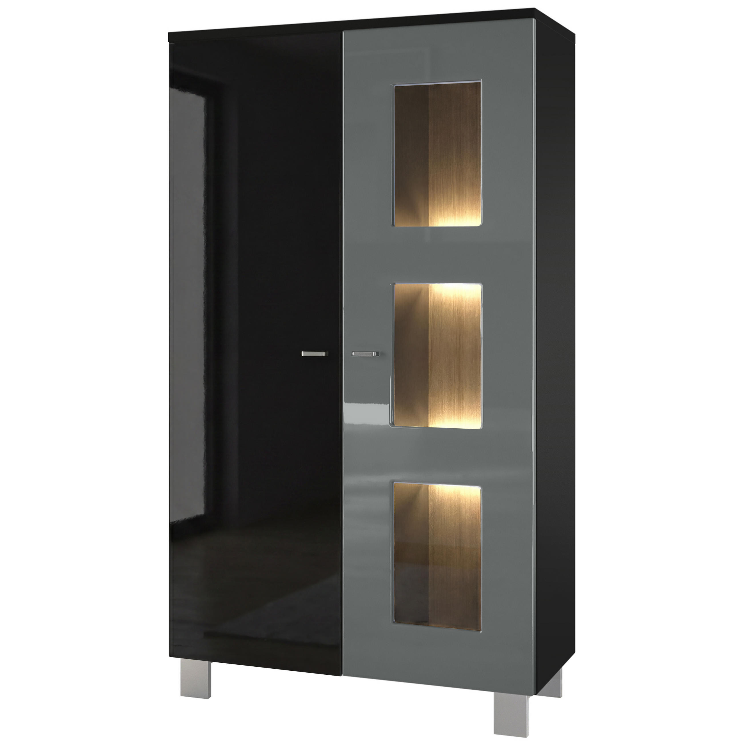 Vladon Vitrine Grau 71x129x35 cm