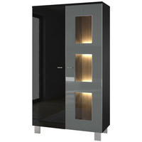 VITRINE Denjo Tür in Grau Hochglanz - Grau, Holzwerkstoff (71/129/35cm) - Vladon