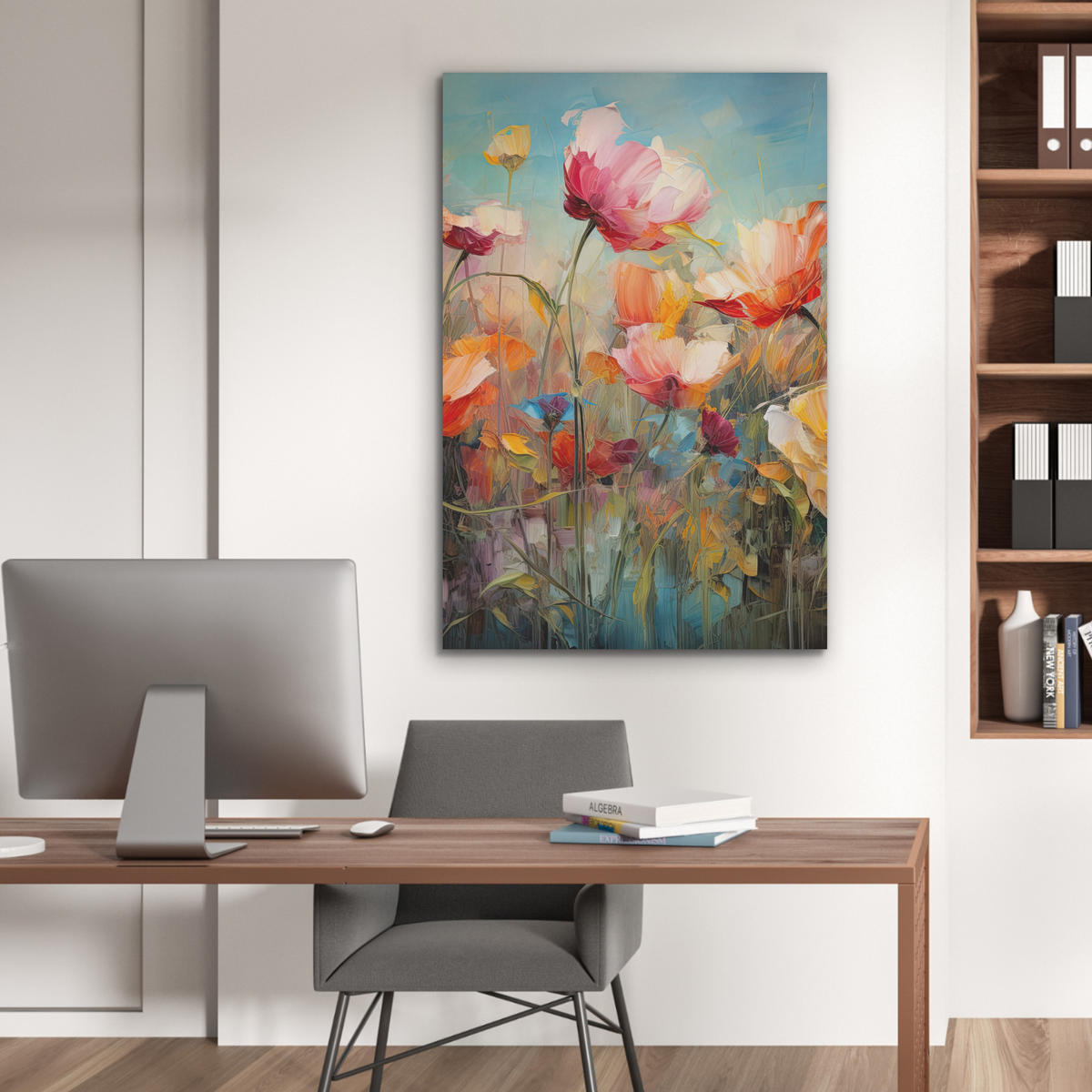 AKUSTIKBILD Blumen - Aquarell - Kunst - Botanisch - Natur Wanddeko 60x90 cm - Orange, Kunststoff (60/90/0.9cm) - MuchoWow