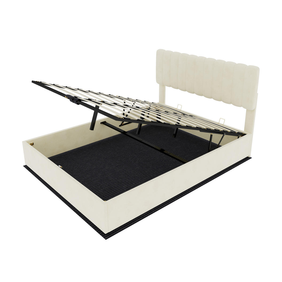 POLSTERBETT 160/200 mit Bettkasten und Gaslift in Beige - Beige, Holzwerkstoff/Textil (160/200cm) - EVRYAE