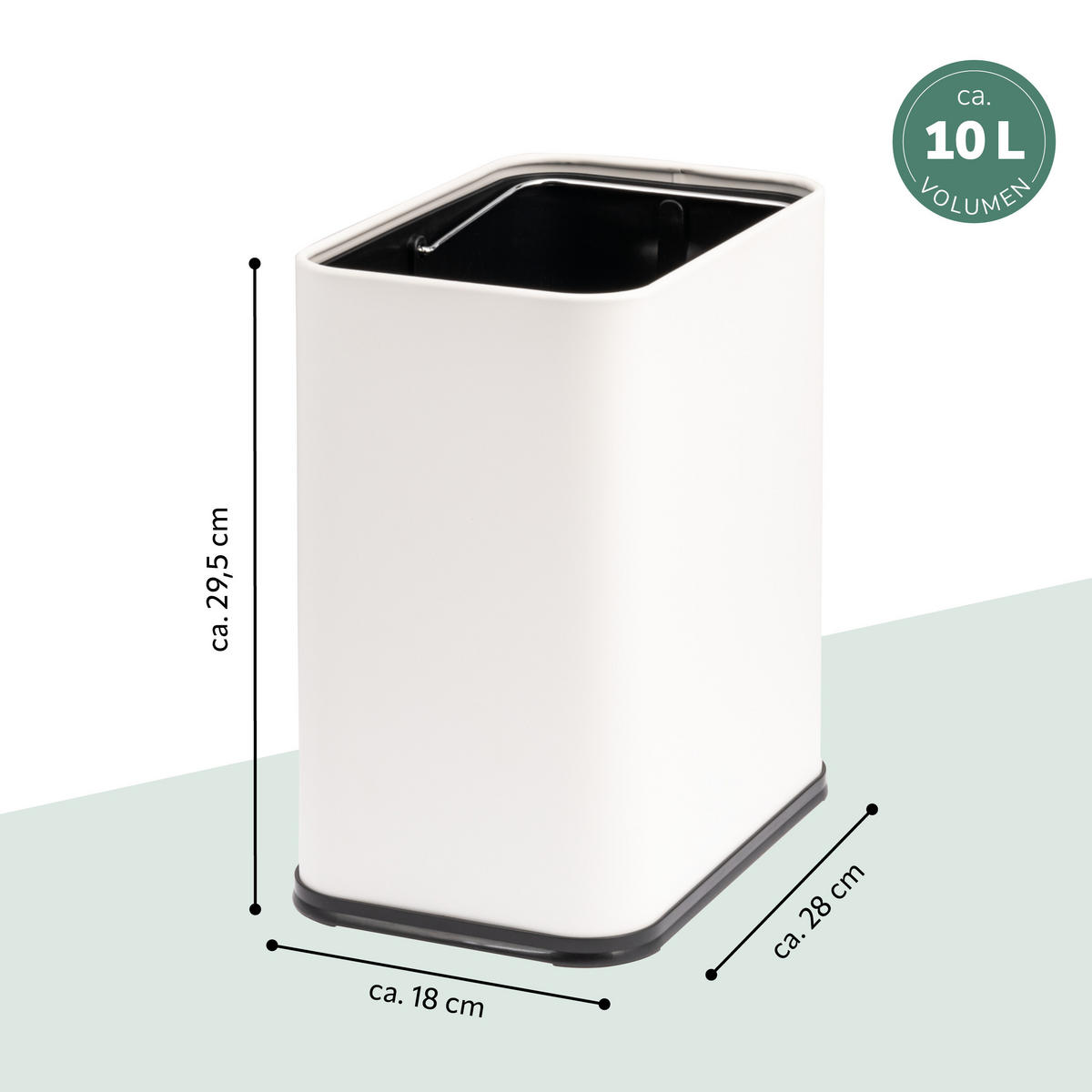 PAPIERKORB Vol. 10 L, offen weiß - Weiß, Metall (28/29.5/18cm) - bremermann